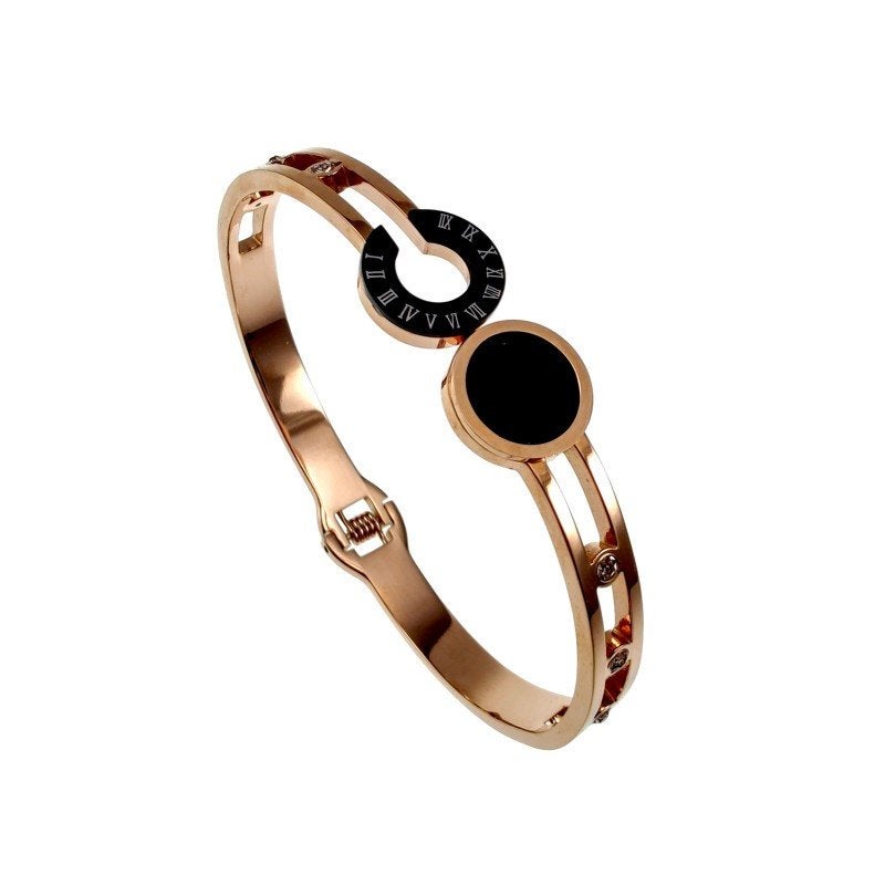16 tot 18cm Bangle Armband Dames Roségoud RVS Stijve Armband, Met kristal, Staal, Birgitta-Gracht 33, 6465 EL Kerkrade, Nederland