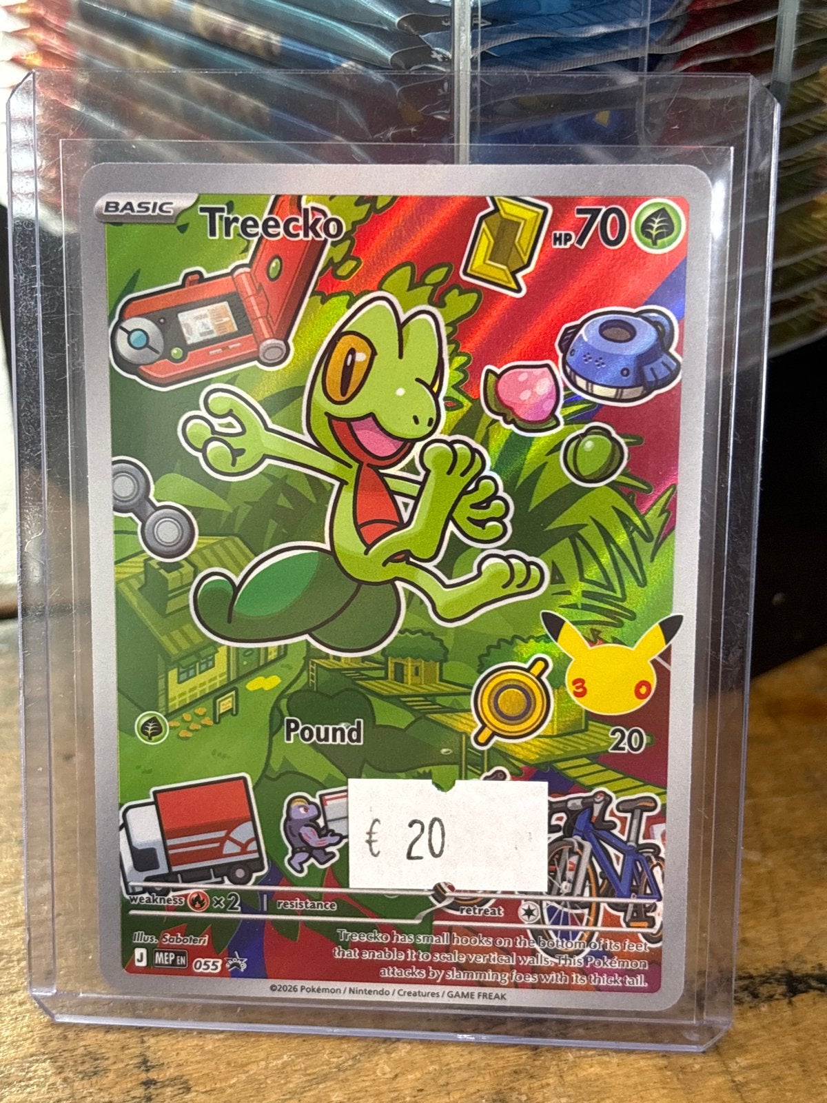 Treecko Pokemon Kaart - 55, Foil promo, Ophalen of Verzenden, Zo goed als nieuw, Losse kaart, Foil