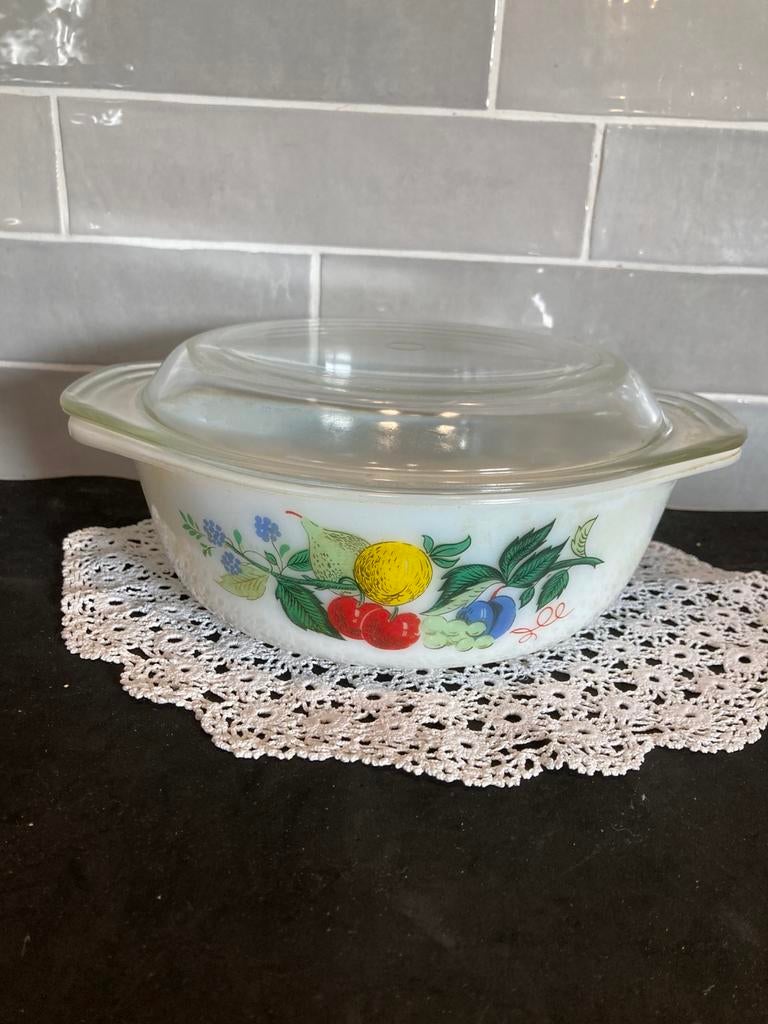 Vintage ovenvaste dekschaal (040326), Huis en Inrichting, Ophalen of Verzenden, Gebruikt, Glas