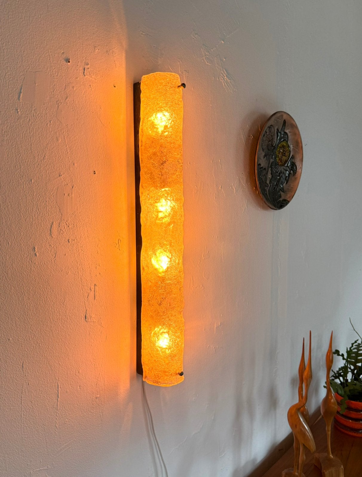 Vintage ijsglazen wandlamp, Hillebrand ‘70