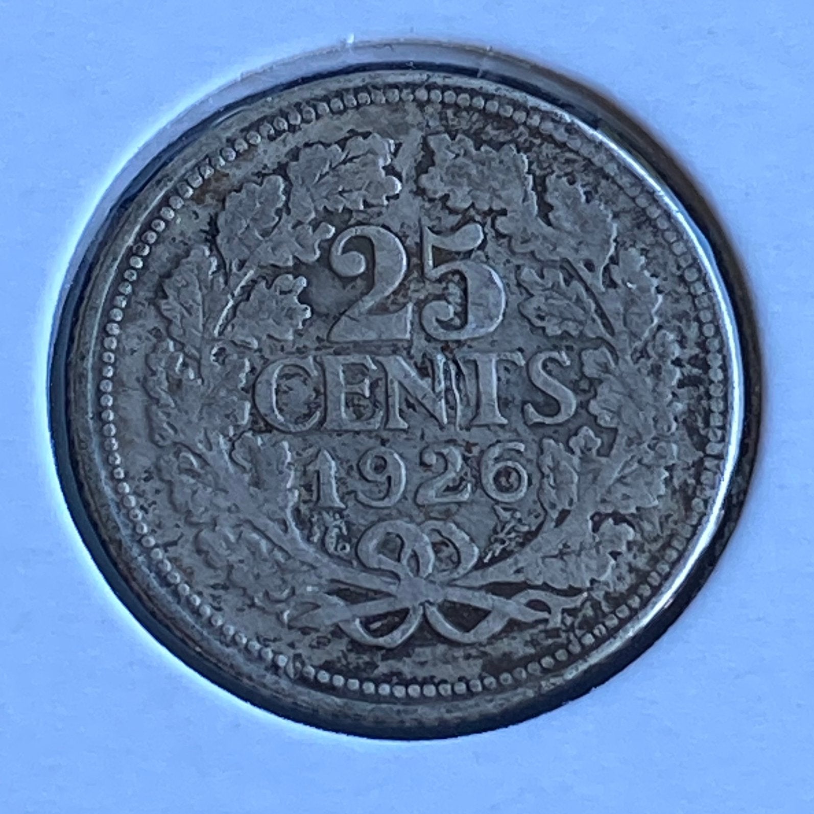 25 Cent / Kwartje Zilver uit 1926 van Wilhelmina, Verzenden, Zilver, 25 cent, Koningin Wilhelmina