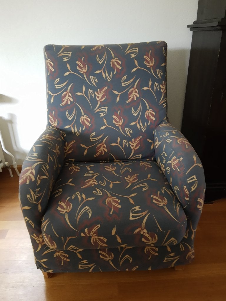 Comfortabele fauteuil, Huis en Inrichting, Ophalen, Klassiek, Bloemenprint, Gebruikt, 75 tot 100 cm