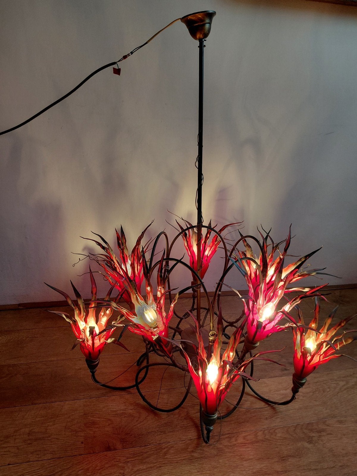 Unieke Rob Leben Kroonluchter - Handgemaakt Design, Huis en Inrichting, Lampen | Kroonluchters, E14 (klein), Ophalen of Verzenden