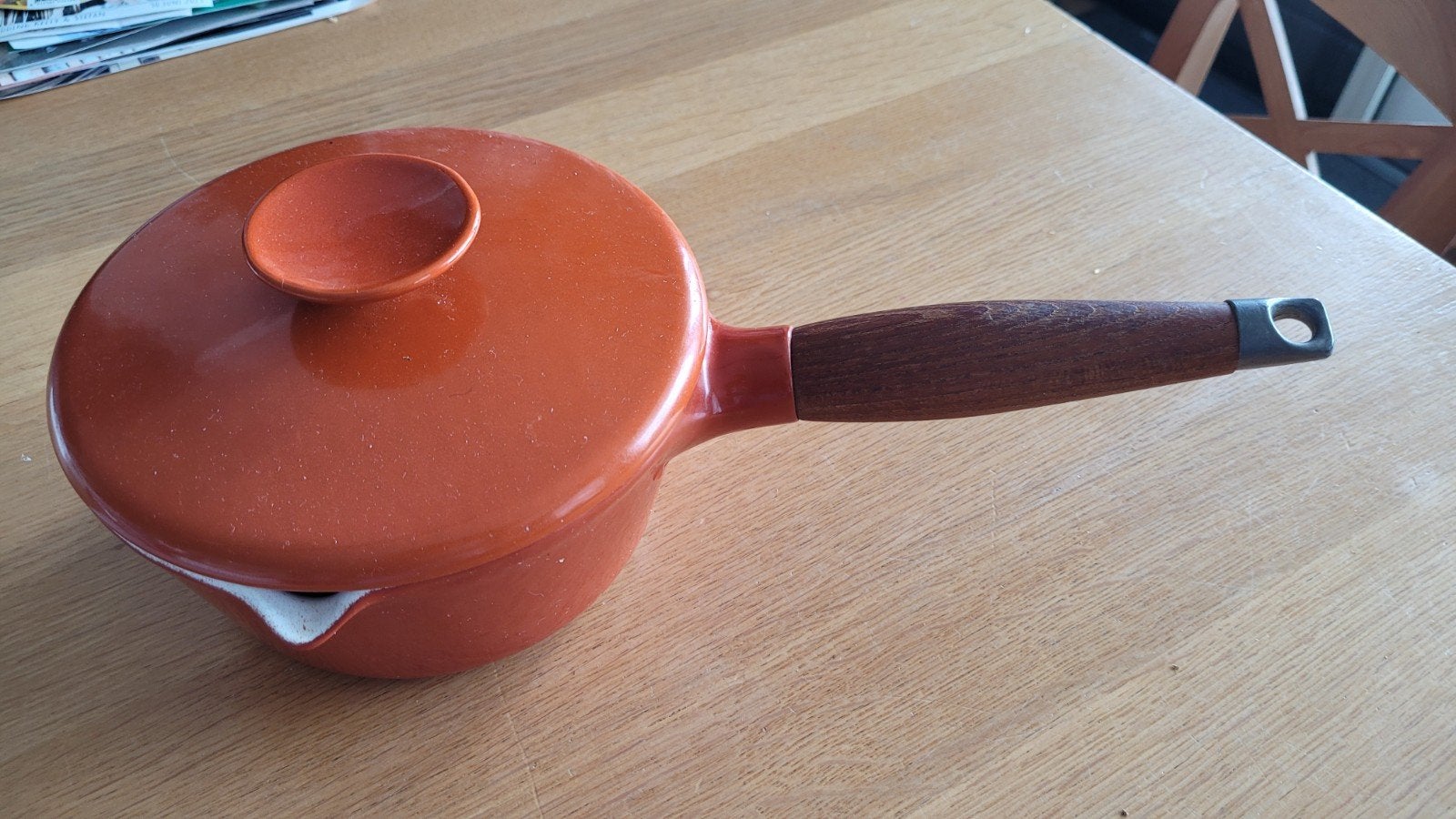 Copco gietijzeren steelpan met deksel - 17 cm diameter, Gebruikt, Gietijzer, Met deksel, Ophalen of Verzenden