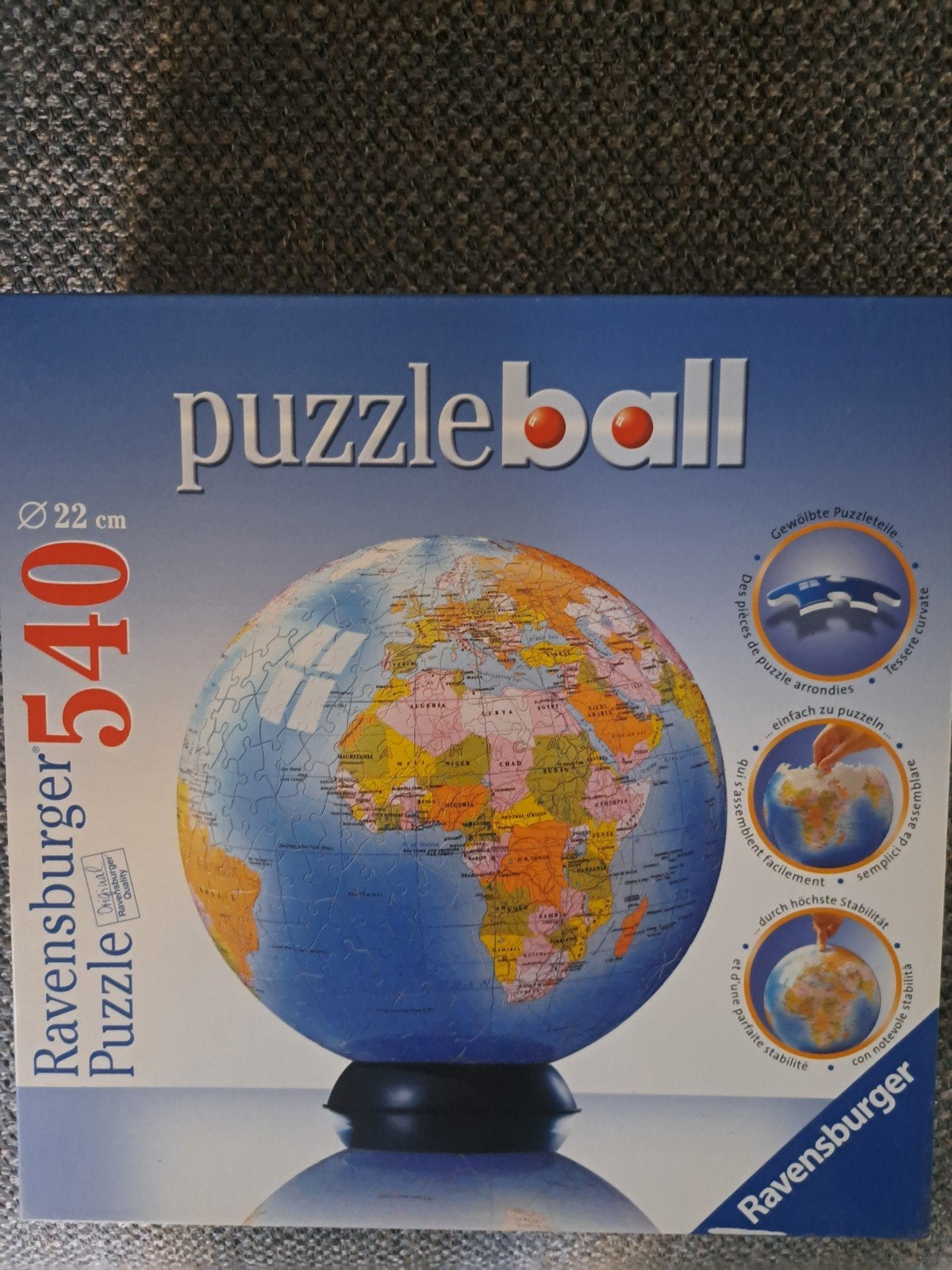 Ravensburger Puzzleball Wereldbol 540 stukjes, Ophalen, Meer dan 50 stukjes, Gebruikt, 6 jaar of ouder