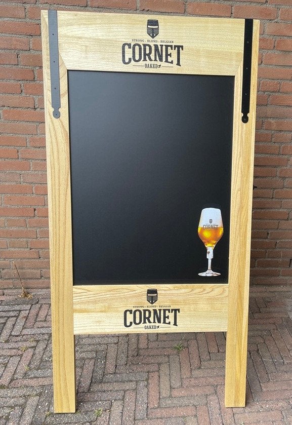 Cornet klapbord straatbord 150x75cm, Verzamelen, Biermerken, Ophalen, Nieuw, Reclamebord, Plaat of Schild, Overige merken
