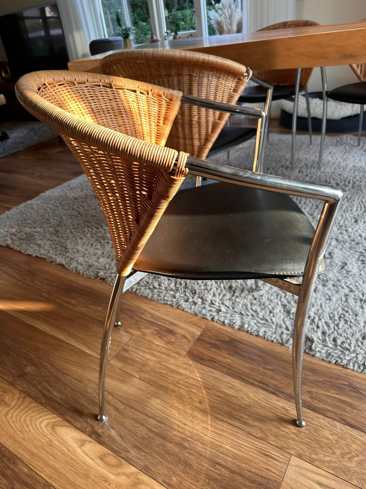 Metaform eetstoelen, Ophalen, Gebruikt, Zwart, Leer