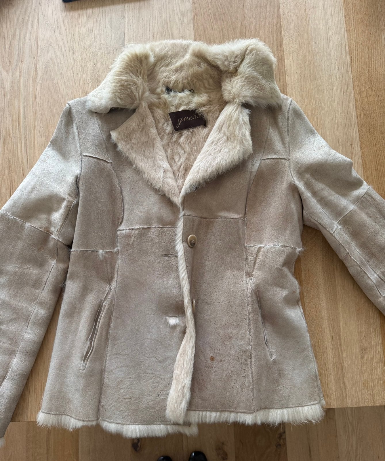 Rabbit fur coat, Kleding | Dames, Ophalen of Verzenden, Gedragen, Maat 36 (S), Beige