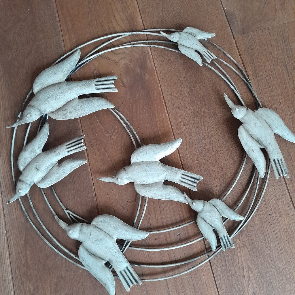 Wandversiering met 7 vogels, Huis en Inrichting, Ophalen, Zo goed als nieuw