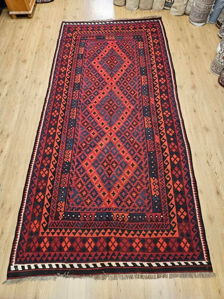 Handgeweven oosterse wollen kelim 303x144, Info@SlatsAntiek.nl, 100 tot 150 cm, Vof Slats Antiek, Ophalen of Verzenden