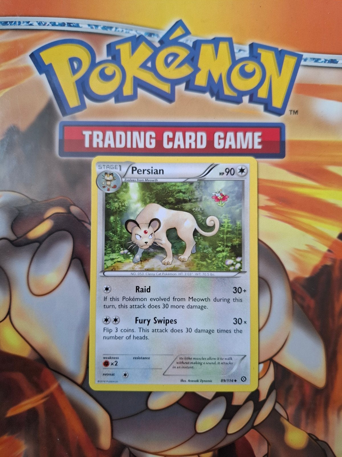 Persian 89/114 XY Steam Siege pokemon kaart, Ophalen of Verzenden, Gebruikt, Losse kaart
