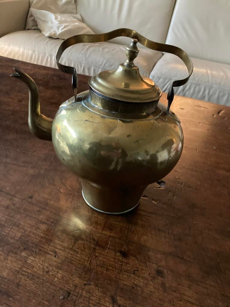Antieke Hollandse messing geel koper appel ketel waterketel, Antiek en Kunst, Ophalen of Verzenden