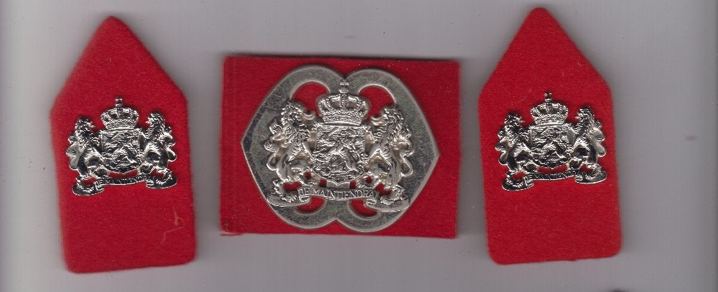 baretembl en set kraagpatten Natres, Ophalen of Verzenden, Landmacht, Nederland, Embleem of Badge