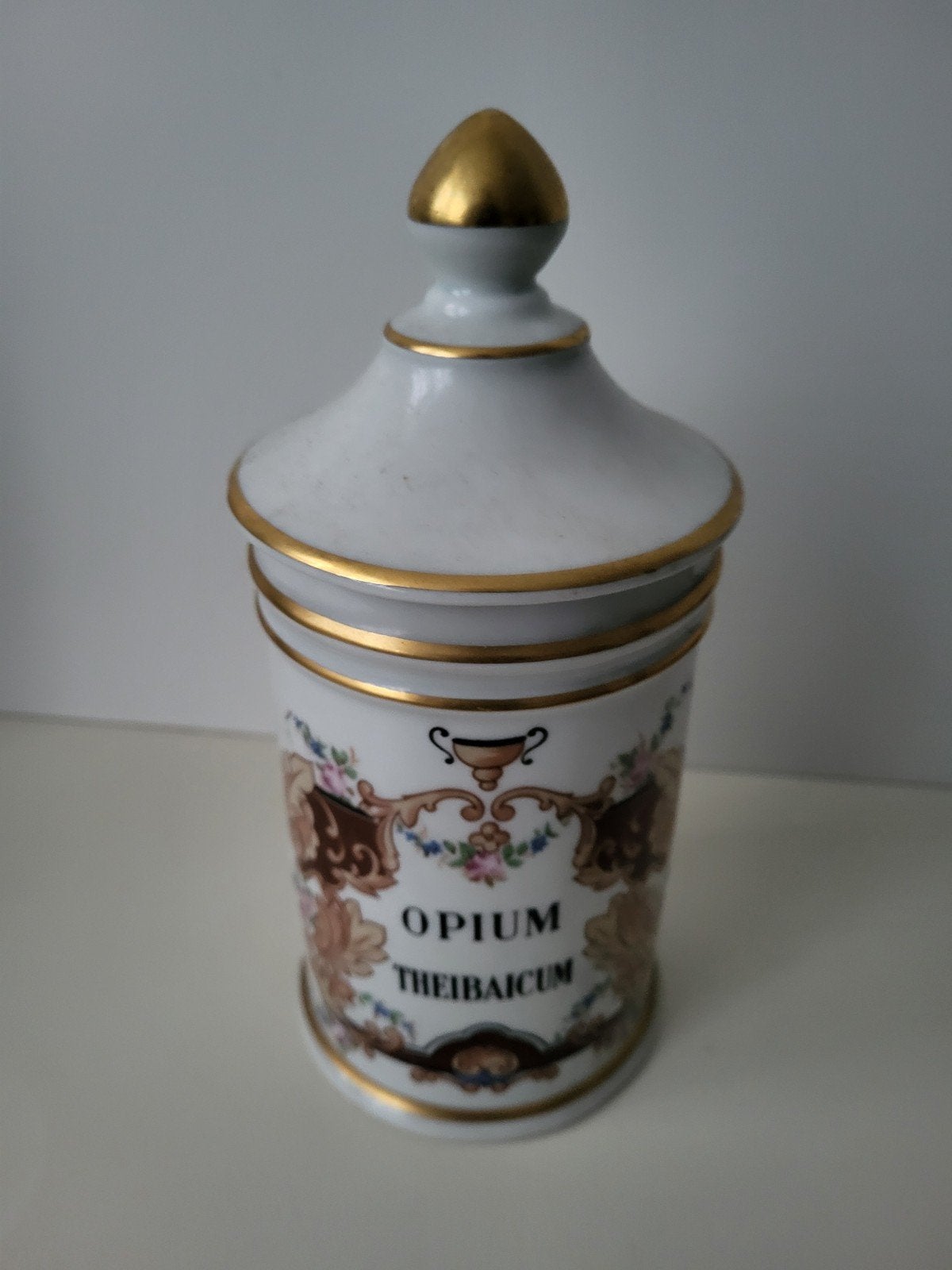 Porseleinen Apothekerspot "Opium Thebaicum" - D&T France, Ophalen of Verzenden