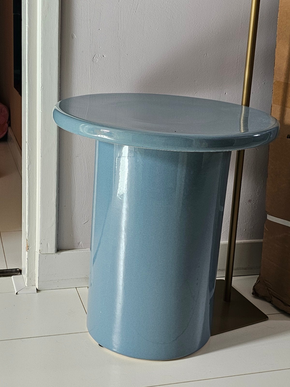 Nieuwe Karwei bijzettafel, glanzend blauw, Ophalen, Minder dan 55 cm, Rond, Nieuw