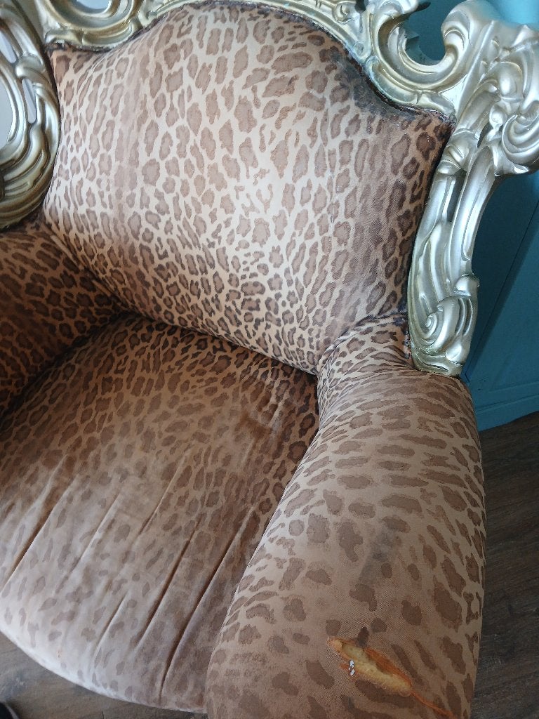 Troon stoel goud met panterprint, Ophalen