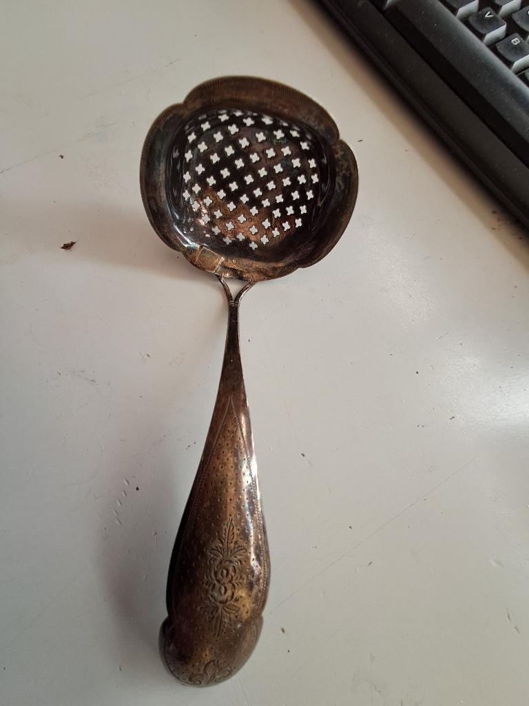 Theeschep-zilver,gerestaureerd,lengte 15 cm.gewicht 23 gram, Ophalen of Verzenden, Zilver