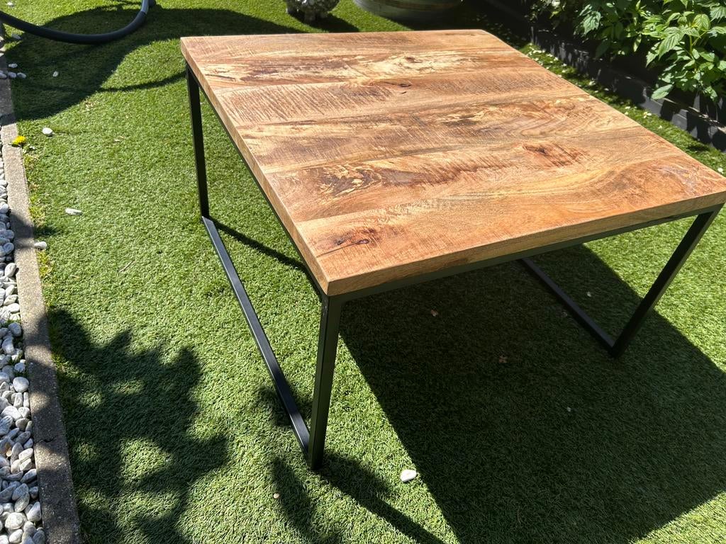 Nieuwe Salontafel Mangohout industriele look - spotprijsje, Ophalen, Vierkant, Nieuw, 50 tot 100 cm