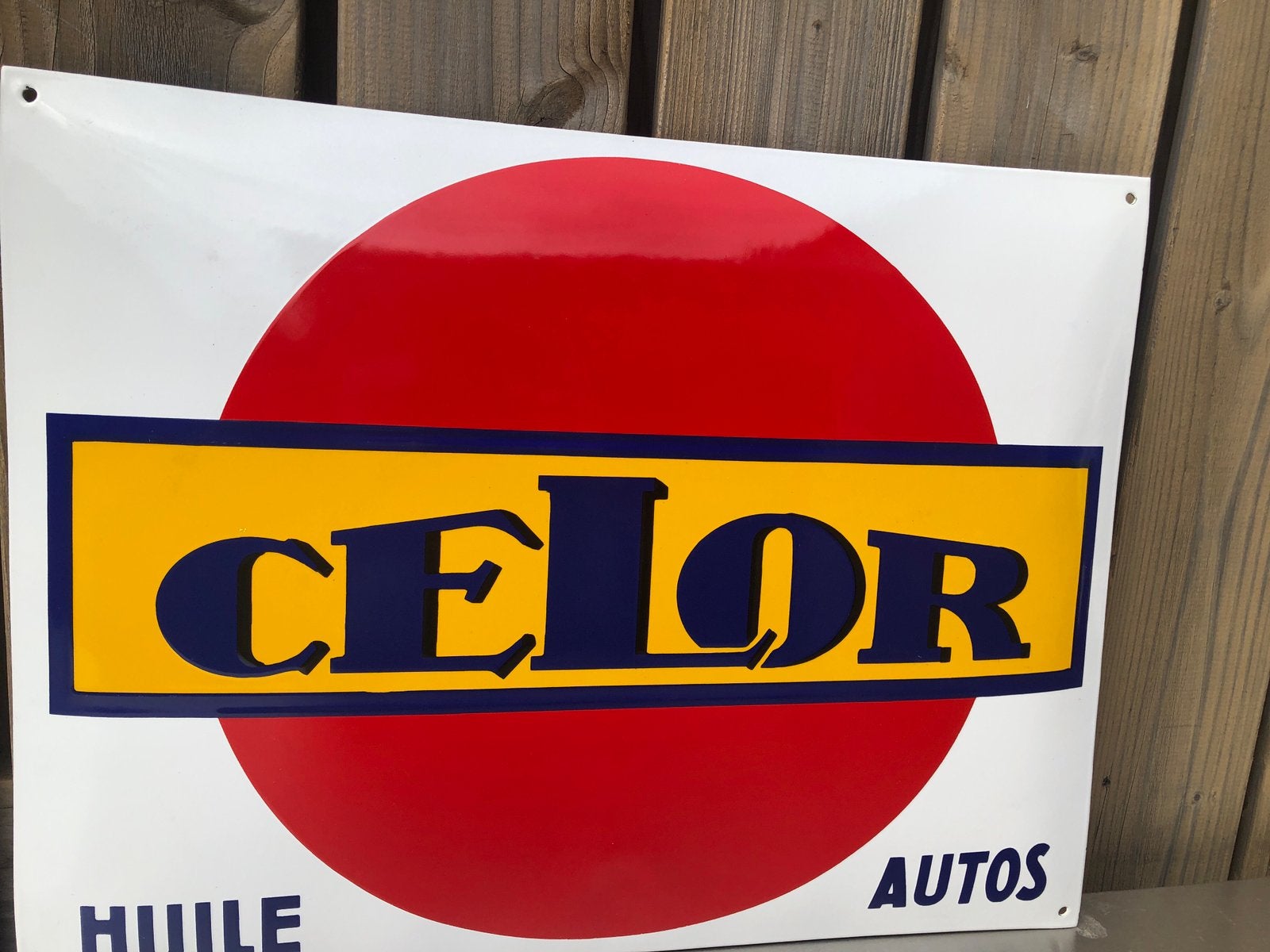 Emaille bord Celor Olie en Autos, nieuwstaat, Ophalen of Verzenden, Zo goed als nieuw, Reclamebord