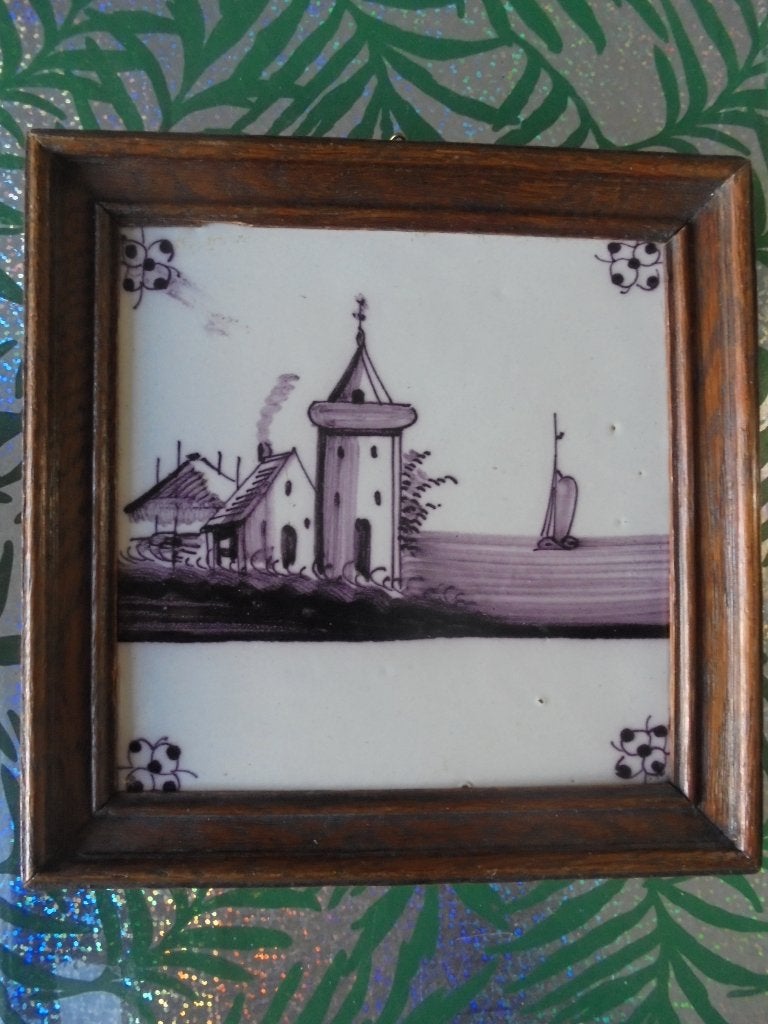 Oude Mangaan tegel, Antiek en Kunst, Antiek | Wandborden en Tegels, Ophalen of Verzenden