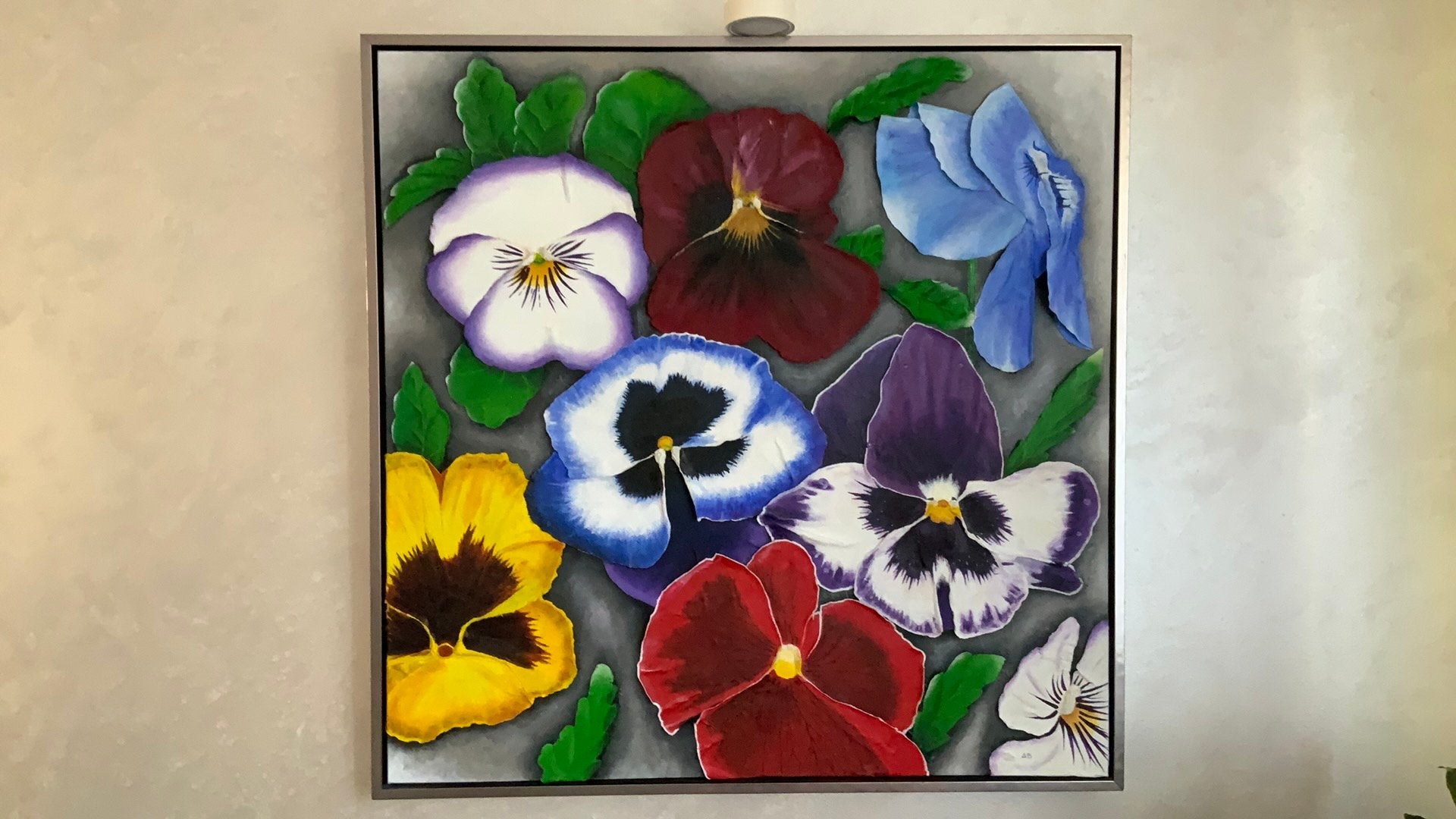 3D  Violen Schilderij met Bronzen Lijst 90x90cm, Antiek en Kunst, Kunst | Schilderijen | Klassiek, Doek, Realistisch, Bijzondere lijst