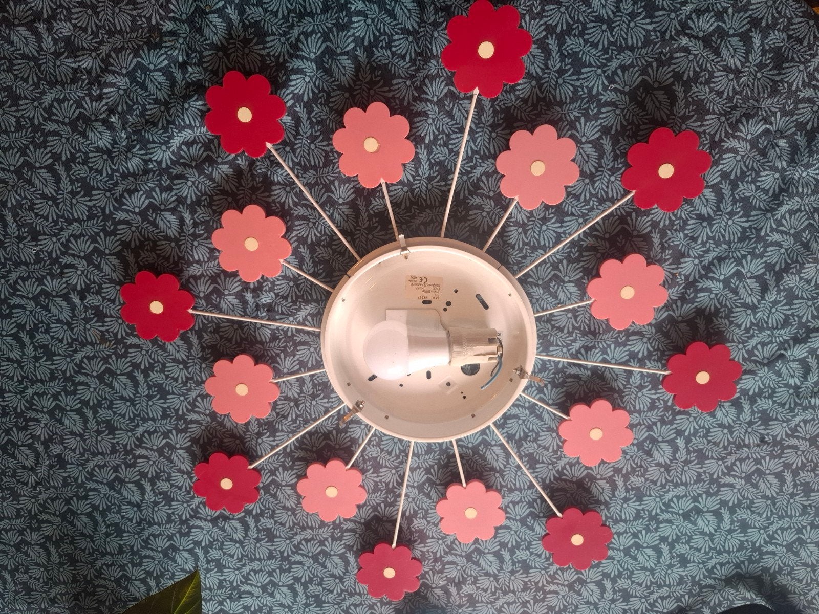2 x Plafondlamp bloemen rood/roze - Kinderkamer lamp, Ophalen, Overige merken, Gebruikt, Kunststof