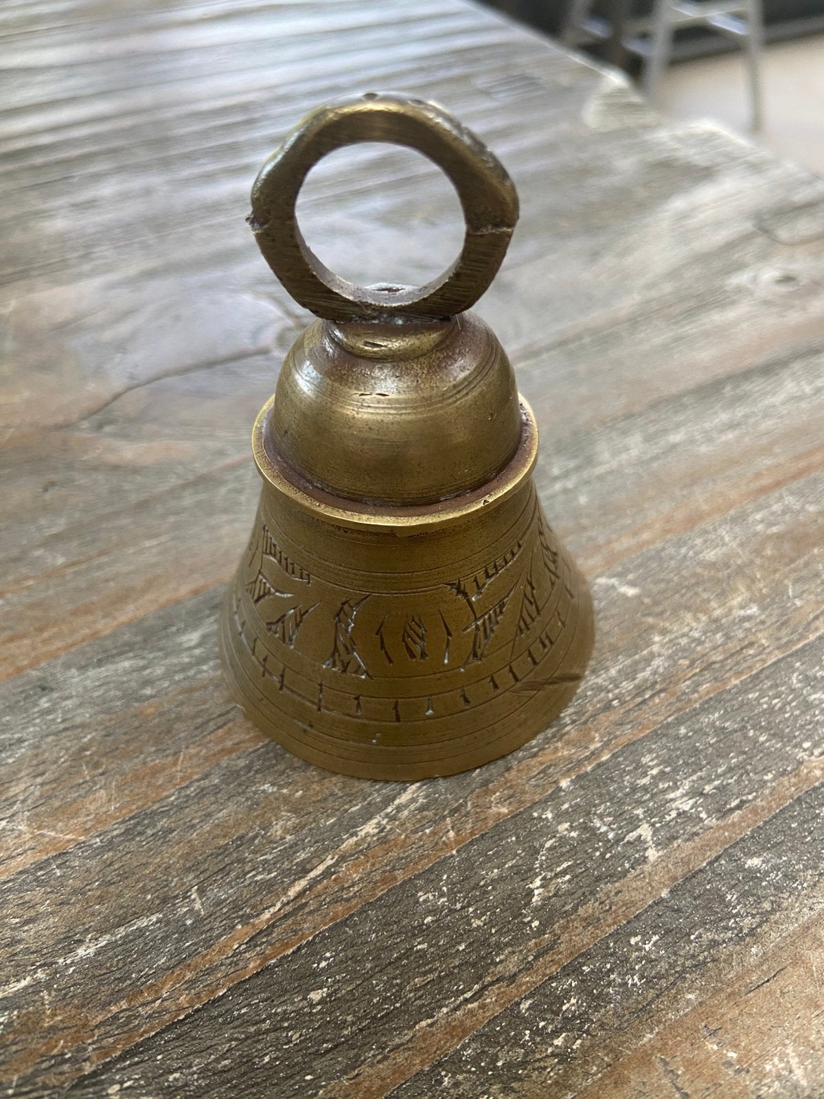Prachtige antieke messing tafelbel met smeedijzeren klepel, Ophalen of Verzenden