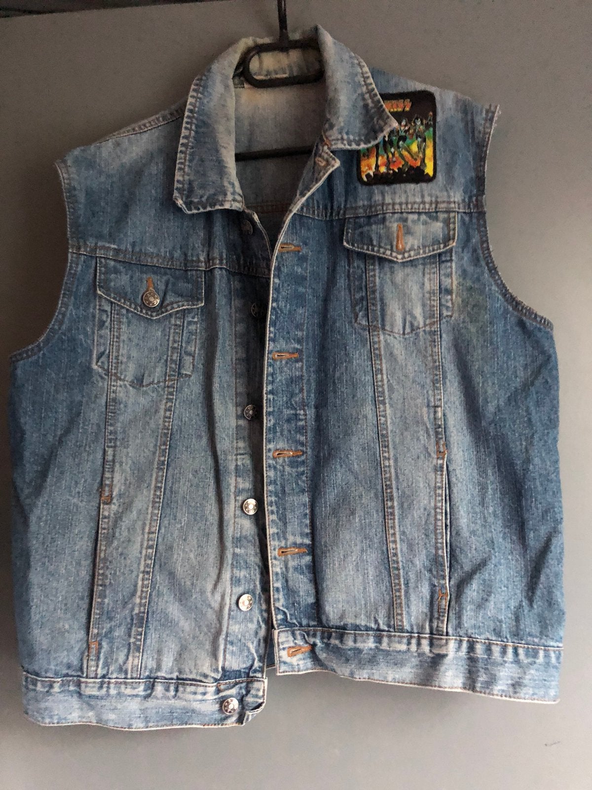 Kiss destroyer denim sleeveless. Vest XL 1976, Verzamelen, Ophalen, Zo goed als nieuw, Kleding