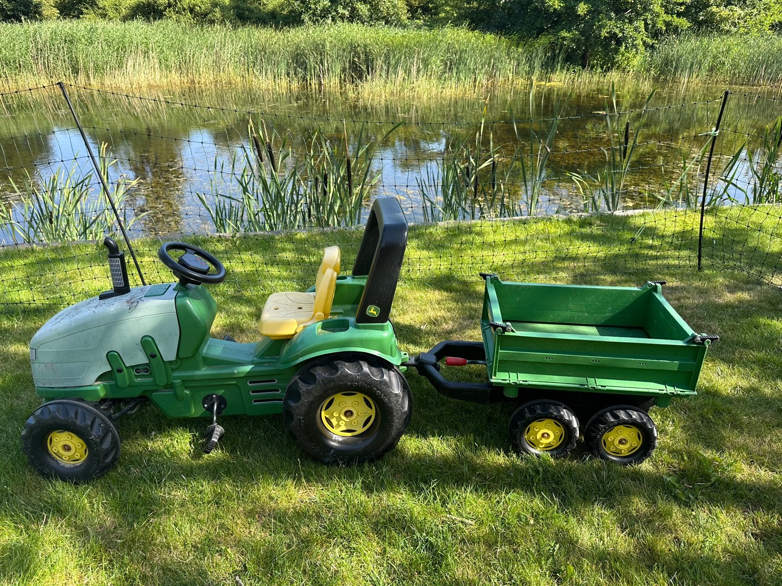Rolly toys X trac john deere met kar, Ophalen, Gebruikt