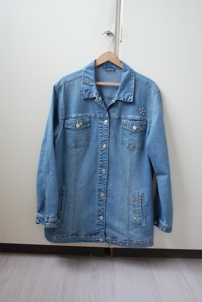 Dames spijkerjasje maat Large, Ophalen, Blauw, Maat 42/44 (L), Zo goed als nieuw
