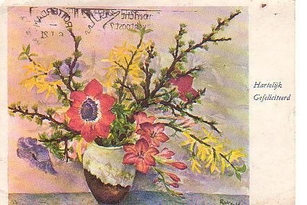 Ansichtkaart 	Bloemen	Forsythia	Anemoon, Verzamelen, Ansichtkaarten | Themakaarten, Verzenden, 1960 tot 1980, Gelopen, Natuur