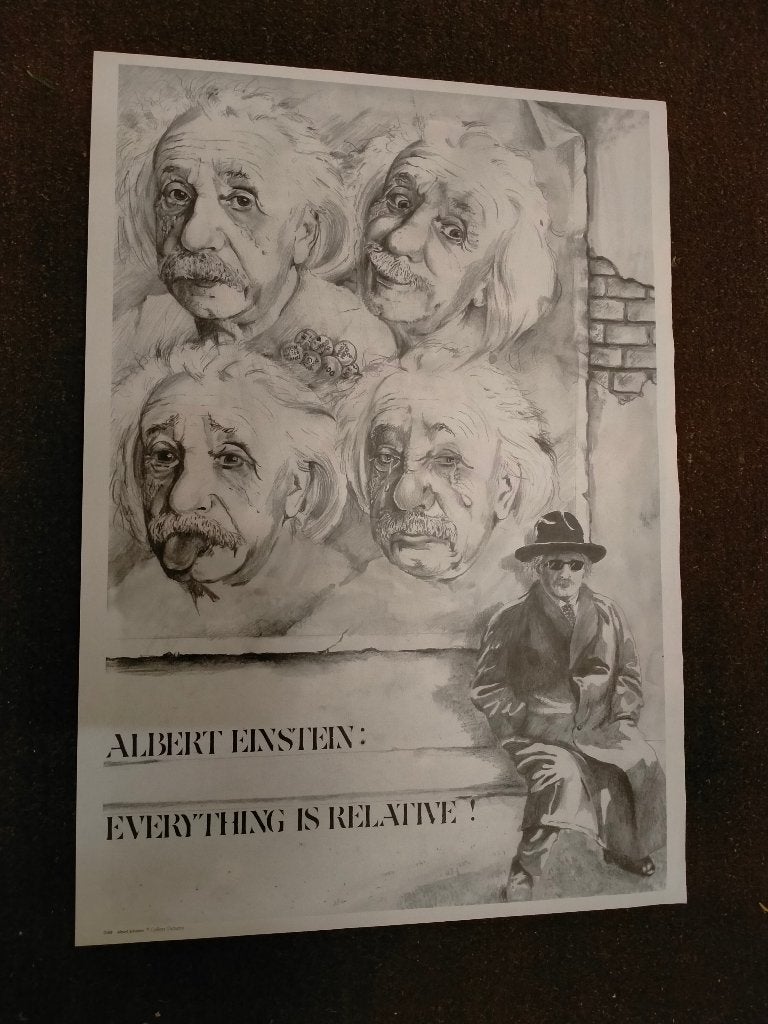 Albert Einstein vintage wetenschap tekening print afbeelding, Ophalen of Verzenden, Zo goed als nieuw, Overige typen