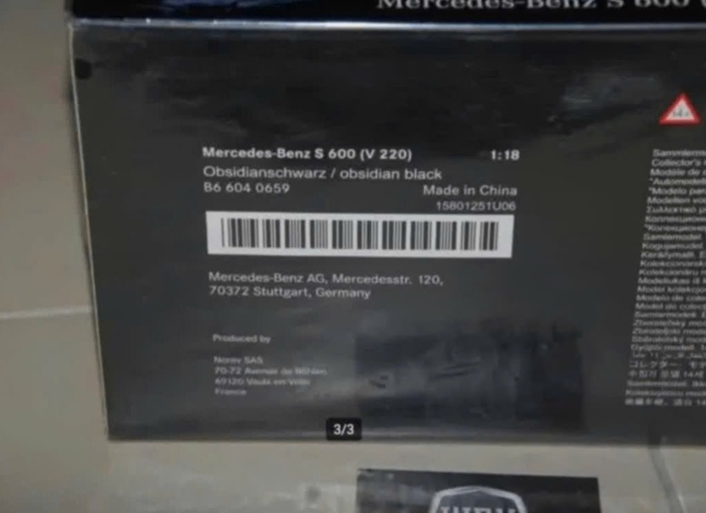 1:18 NEW Mercedes S klasse V220 S600 black Norev dealer WRH, Hobby en Vrije tijd, Modelauto's | 1:18, Verzenden, Nieuw, Auto, Norev