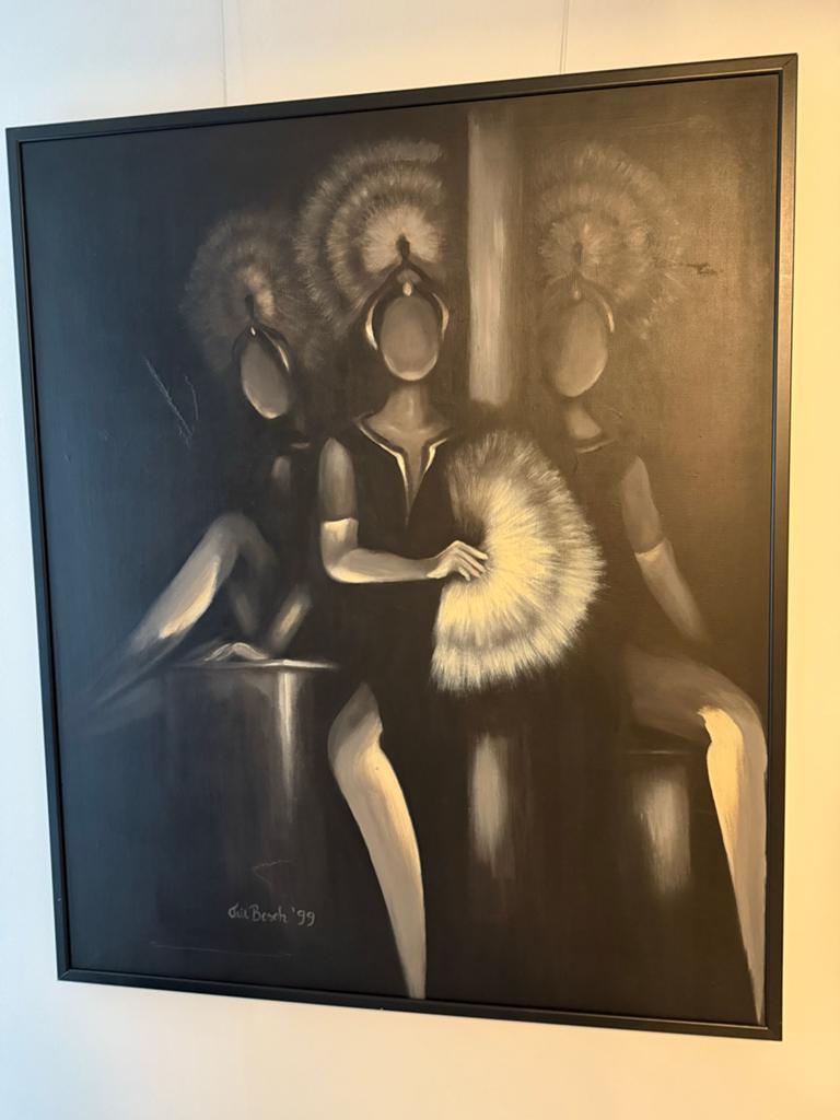 Schilderij Trix Bosch - Zwart-wit doek 1999 - 100x120cm, Antiek en Kunst, Ophalen