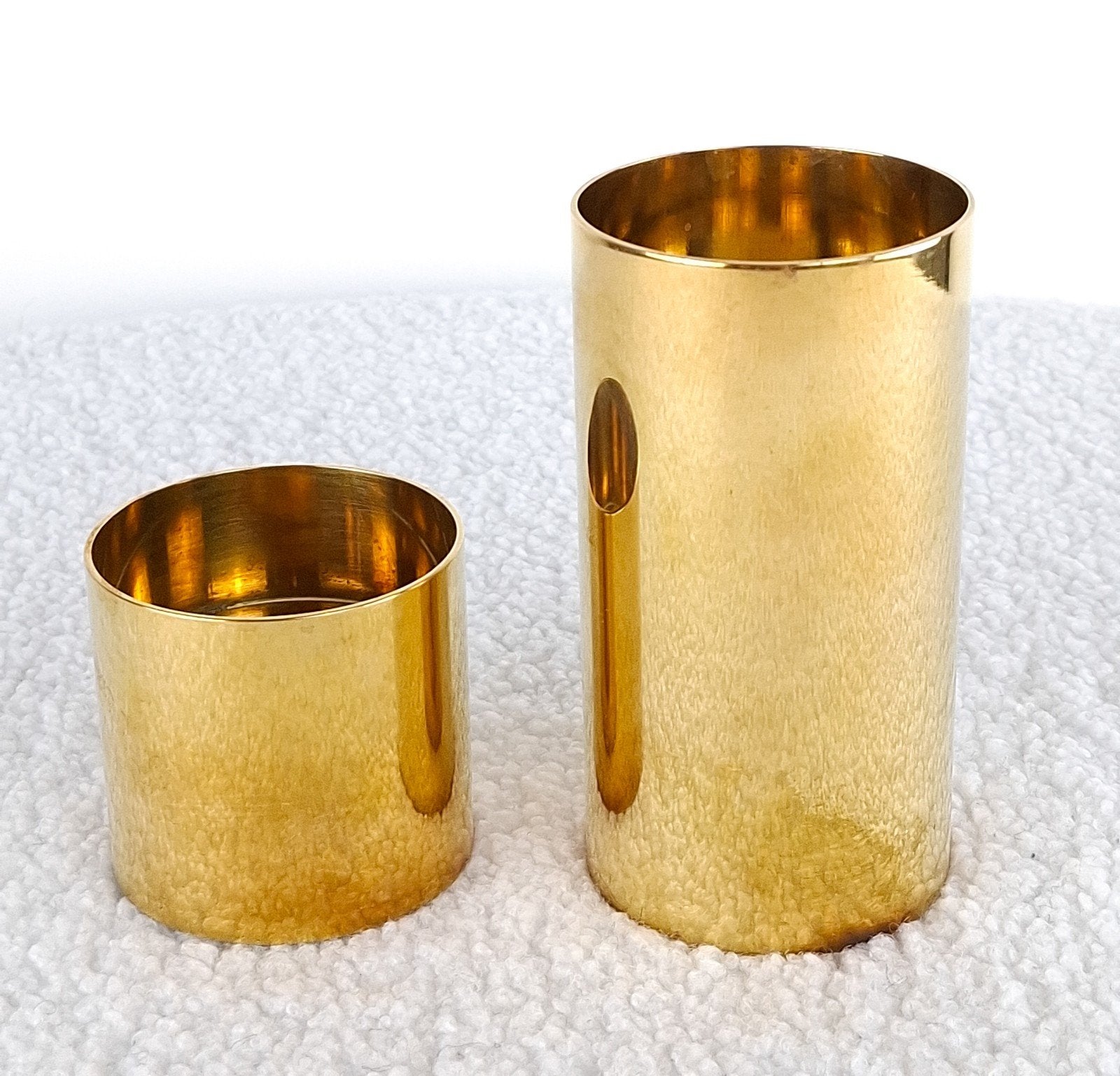 2x vintage kandelaren messing mid century modern design, Ophalen of Verzenden, X, Goud, X