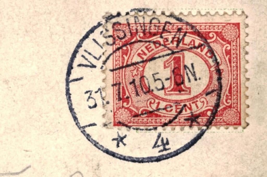 700759 Vlissingen 1910 Z St Jacobstoren Gelopen m postzegel, Ophalen of Verzenden, Voor 1920, Gelopen, Zeeland