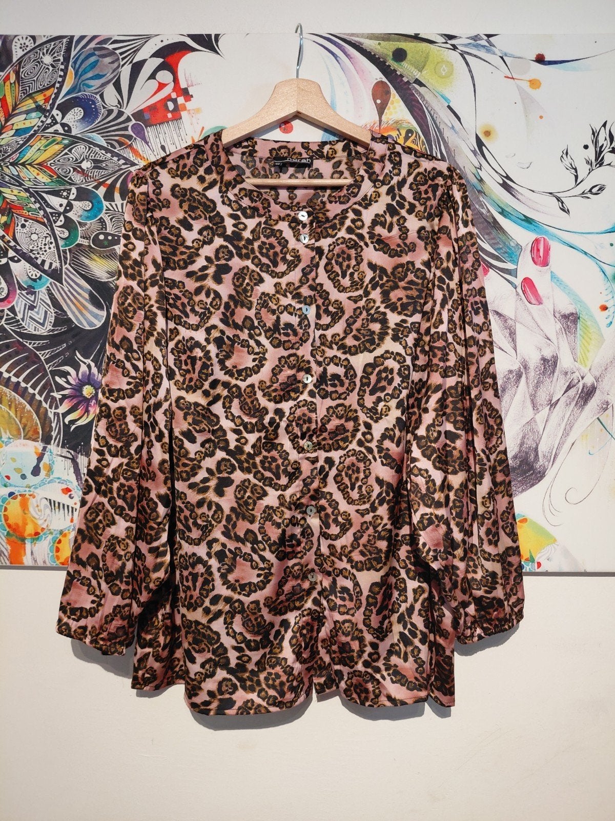 Prachtige Norah blouse met panterprint - Maat 42, Meerkleurig, Maat 42/44 (L), Ophalen of Verzenden, Zo goed als nieuw