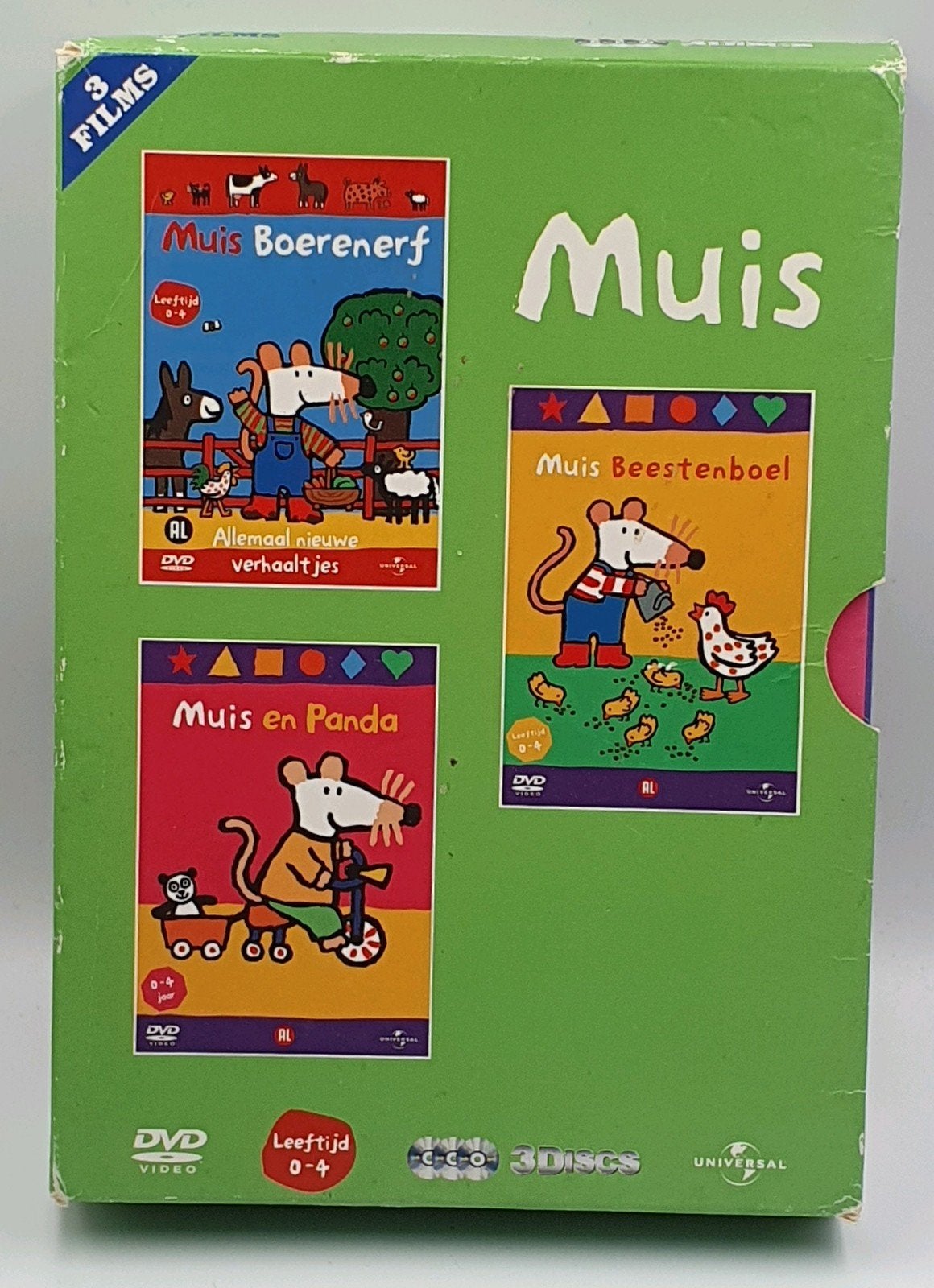 Muis DVD Box: Boerenerf, Panda, Beestenboel (3 Films), Cd's en Dvd's, Gebruikt, Verzamelbox, Alle leeftijden, Familie