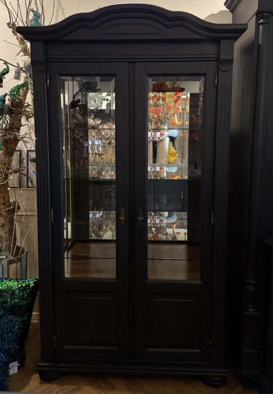Klassieke vitrinekast, vintage kast, pronkkast zwart VdlM, Huis en Inrichting, Kasten | Vitrinekasten, Ophalen, Met deur(en), 100 tot 150 cm
