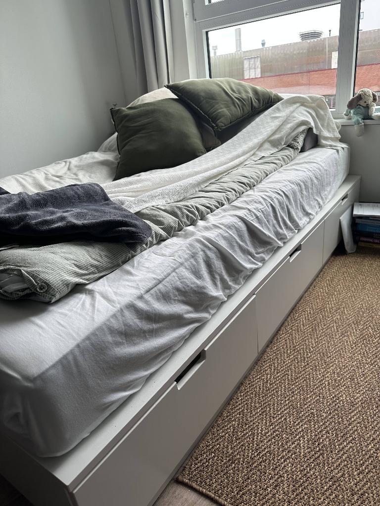 ikea nordli 140x200 bed, Huis en Inrichting, Slaapkamer | Bedden, Ophalen, Wit, 140 cm, Zo goed als nieuw