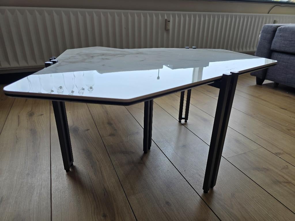 Marmer Glazen Salontafels Henders & Hazel XOOON, Huis en Inrichting, Tafels | Salontafels, Ophalen, Gebruikt, 50 tot 100 cm, Glas