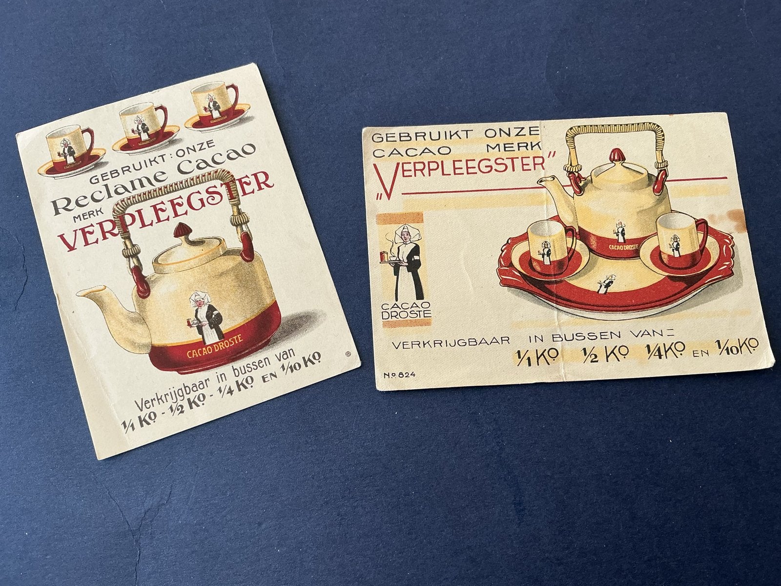 2x Antieke Droste Cacao Reclame 'Verpleegster' (1930s, Verzenden, Gebruikt, Overige typen