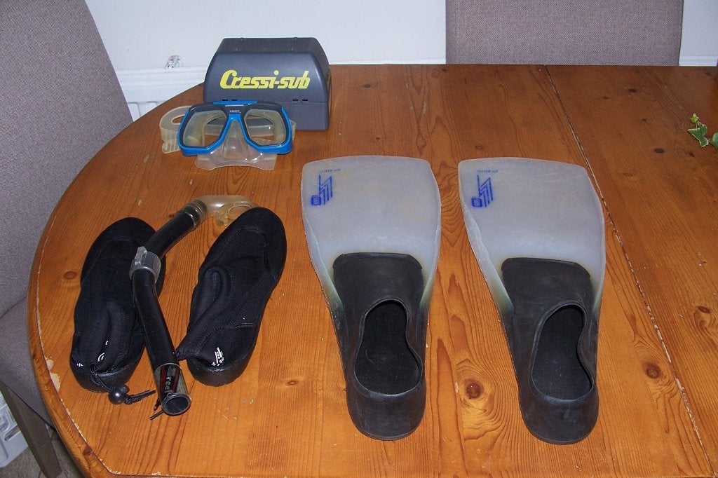 snorkel set 2x + tas, Ophalen, Gebruikt, Snorkelset