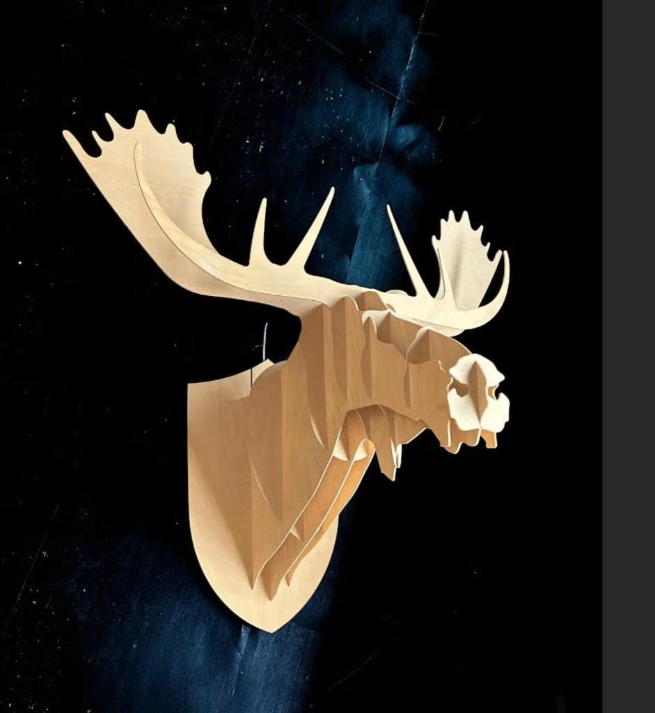 Zeer grote eland kop 3D muurkunst (bijna 100 cm breed), Huis en Inrichting, Woonaccessoires | Overige, Ophalen, Zo goed als nieuw