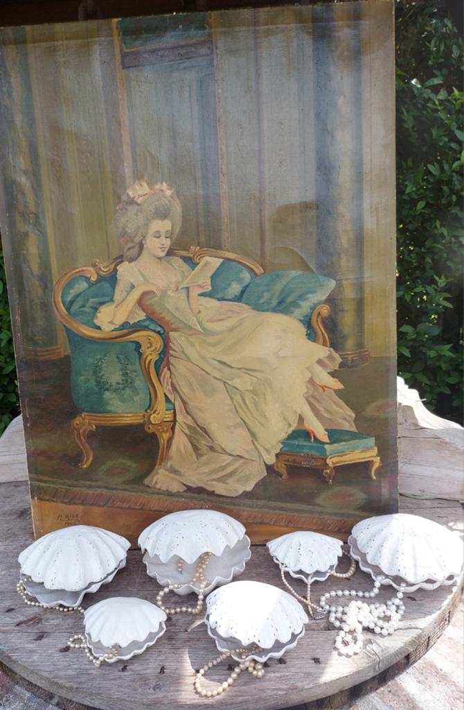 6 x vintage etalage oesters Papier-mache vd juwelier, Ophalen of Verzenden