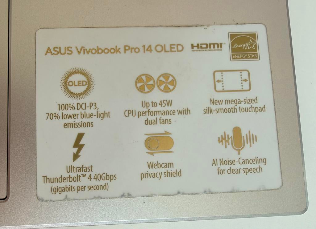 ASUS Vivobook Pro 14 OLED, 14 inch, 8 GB, Ophalen of Verzenden, Zo goed als nieuw