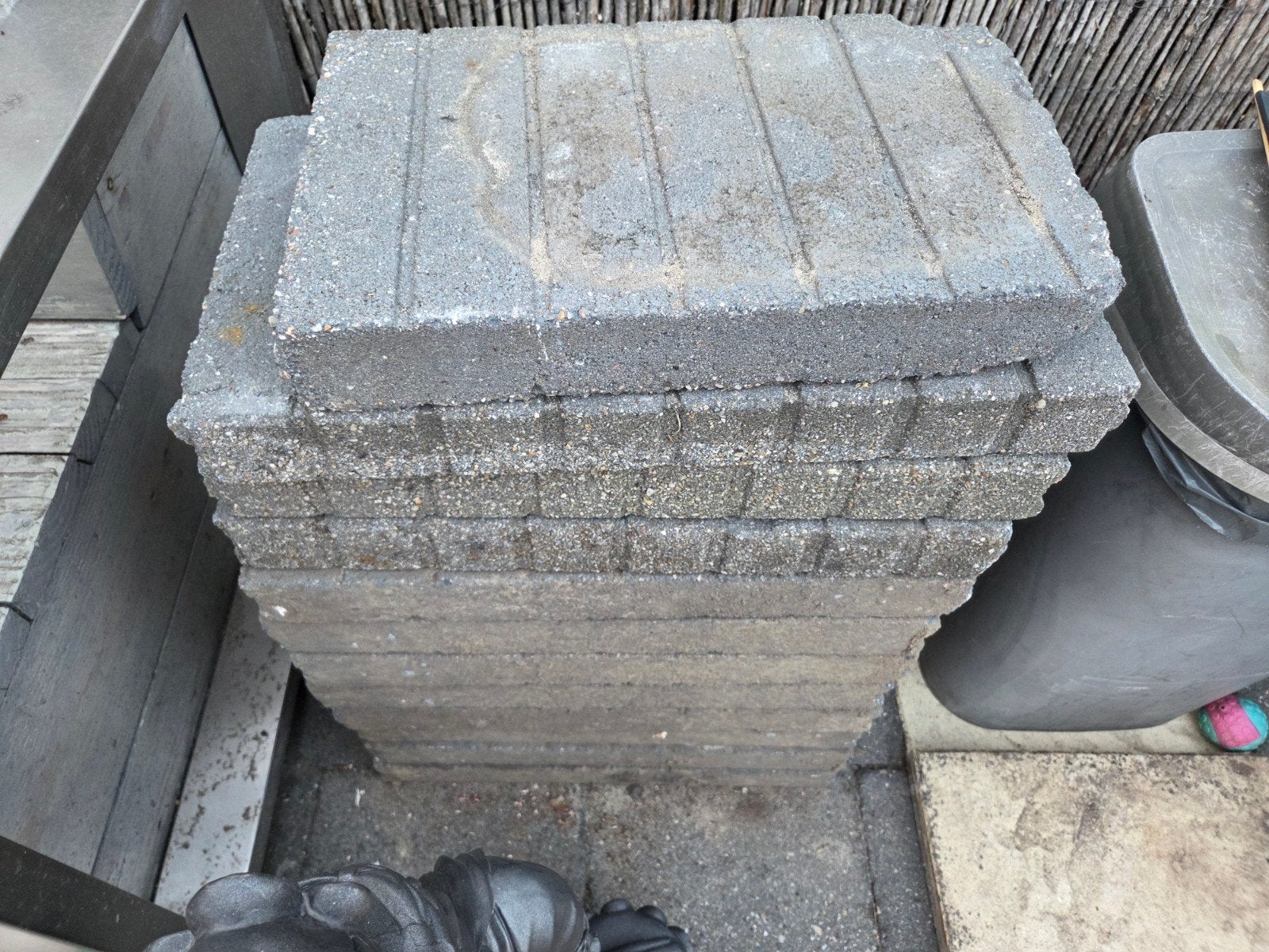 Grijze palissades banden, Tuin en Terras, Ophalen, Gebruikt, 25 tot 50 cm, Minder dan 25 cm