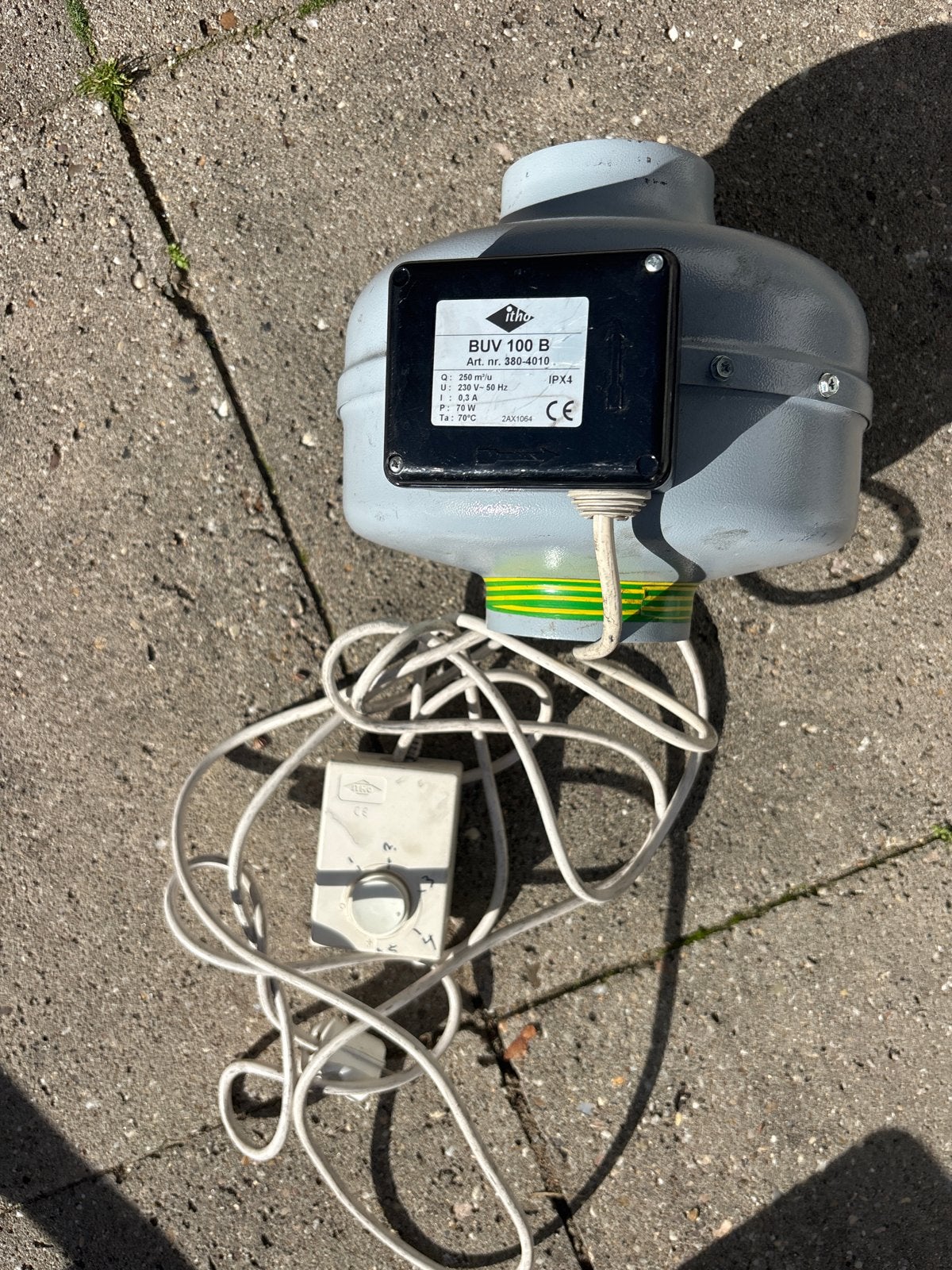 ITHO BUV-100B Buisventilator met snelheidsregelaar, Ophalen of Verzenden, Gebruikt, Ventilator en Afzuiger