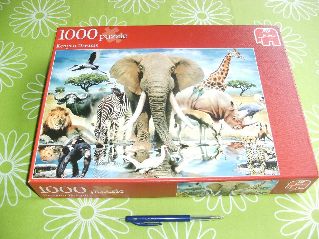 Kenyan Dreams - Dieren uit Kenia puzzel - Jumbo - 1000 st, Ophalen of Verzenden, 500 t/m 1500 stukjes, Zo goed als nieuw, Legpuzzel