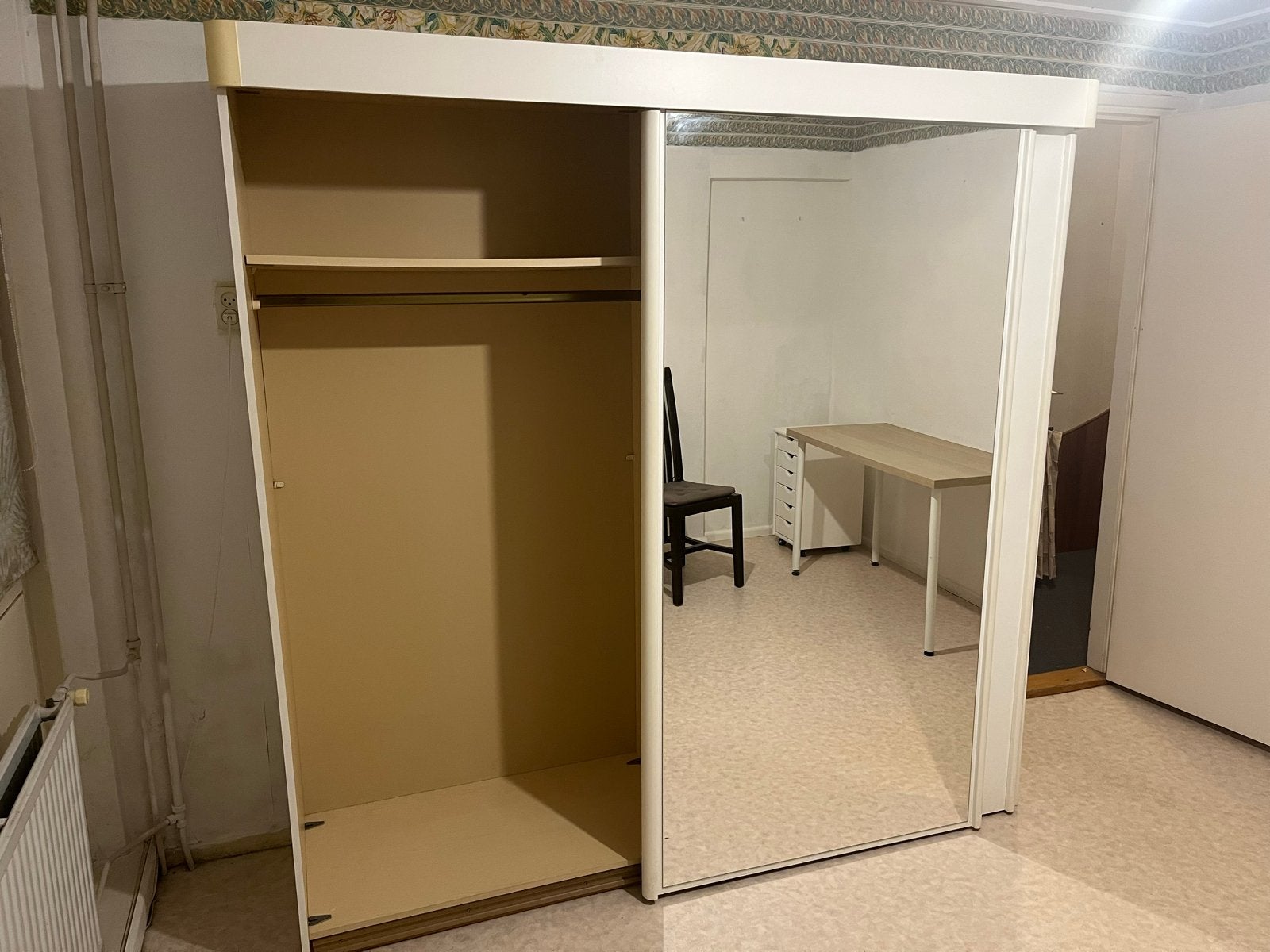 Kast met schuifdeur en spiegel, 200x60x200 cm, Ophalen, Gebruikt, 200 cm of meer, Met deur(en)